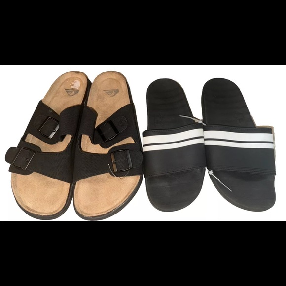 QUIKSILVER 2 Pairs Sandals/Slides Black Size 11 *Used Once* - Picture 1 of 11